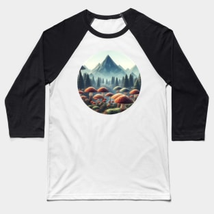 Low Poly Mushroom Forest Baseball T-Shirt